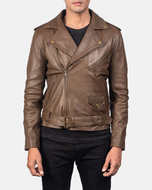 Ronan Roadster Mocha Leather Biker Jacket